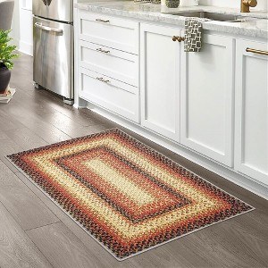Modern Braided Print Area Rug Boho Rug Geometric Rug Washable Living Room Bedroom Rug - 1 of 4