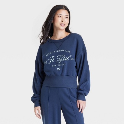 Women's It Girl Graphic Sweatshirt - Blue XXS