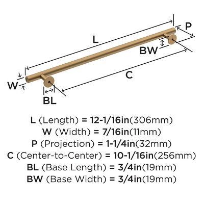 Champagne Bronze Modern 10-1/16 inch Cabinet Bar Pull