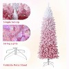 7.5ft Prelit Blue Gradient Snow Flocked Pencil Christmas Tree with 100 Dual-Color LEDs, 820 Tips & Metal Stand - 3 of 4