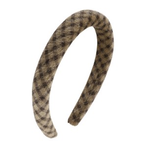 Unique Bargains Women's Fashion Plaid Headbands Brown 1 Pc - 1 of 4