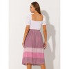Allegra K Women's Elastic Waist Color Block A-Line Midi Pleated Chiffon Skirt - 4 of 4