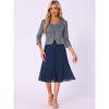 INSPIRE CHIC Women's Print Contrast A-Line Flowy Dresses Sequin Jacket Dress Suit 2 Pcs Sets - 4 of 4
