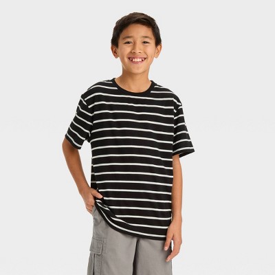 Boys' Short Sleeve Graphic T-Shirt with Horizontal Striped - art class™ Black XS