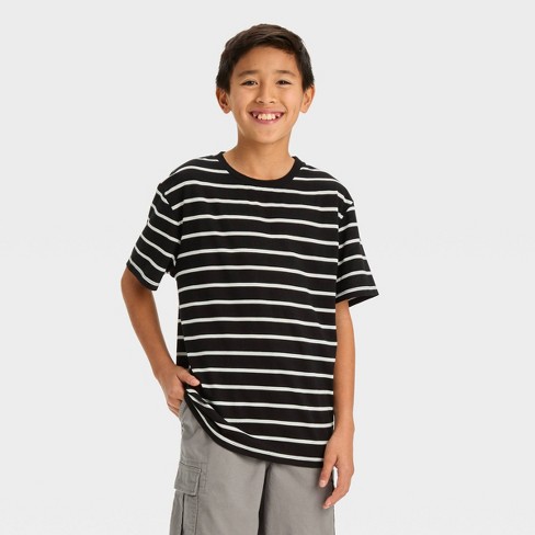 Boys' Short Sleeve Graphic T-shirt With Horizontal Striped - Art