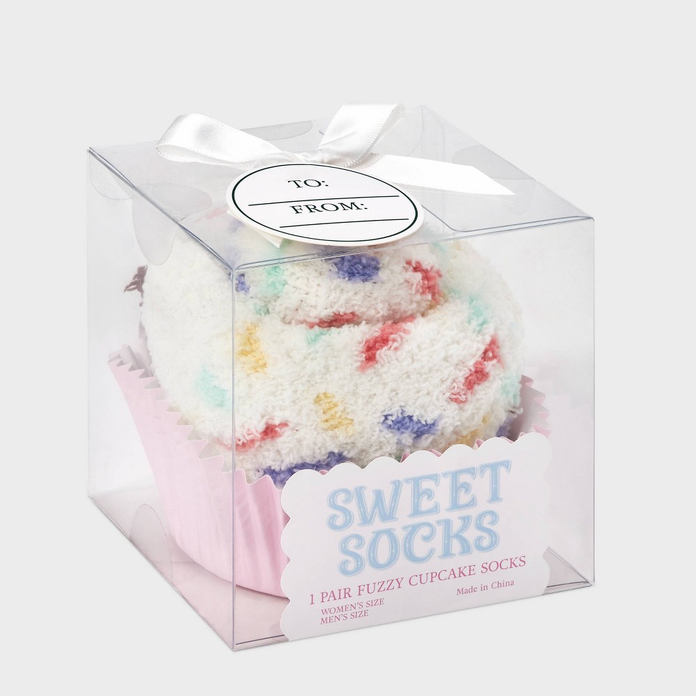 Adult Cupcake Cozy Crew Socks - Ivory/Brown One Size Fits Most
