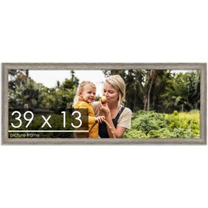 PosterPalooza | 39x13 Thin Barnwood Picture Frame, UV Acrylic, 2 Finishes - Grey and Black - 1 of 4