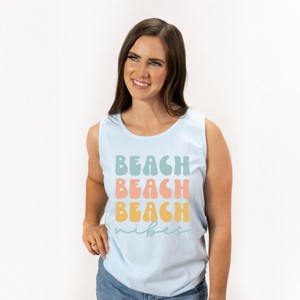 D&G GYM ON THE BEACH タンクトップ XS Beach Vibes Stacked - Women's Garment Dyed Graphic Tank Top : Target