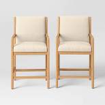 2pk Esters Wood Arm Counter Height Barstool Cream/Natural Wood - Threshold™