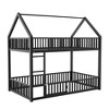 TIRAMISUBEST Twin over Twin House Bunk Bed with Fence and Door, Metal House Bed with Roof Frame, Floor Bunk Bed with Ladder - 4 of 4