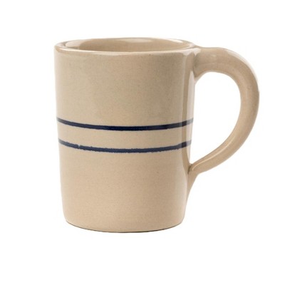 Martinez Pottery Tumbler Drinking Mug Heritage Blue Stripe Stoneware Tall