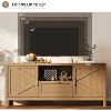 Jojoka TV Stand for TVs Up to 65 Inch, Farmhouse Entertainment Console with Door, Storage Cabinets and Adjustable Shelf, Media Center, Brown - 3 of 4