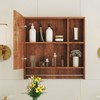 SEVOBAL Bathroom Storage Cabinets Wall Mounted Mirror Cabinet with Shelves and Towel Rack for Bathroom, Walnut, 21.65"*21.26"*5" - 2 of 4