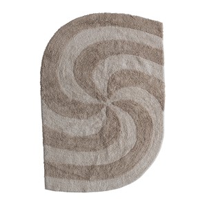 Storied Home 4.5 Inches Cotton Tufted Rug with Varying Pile and Spiral Design, Tan and Beige - 1 of 2