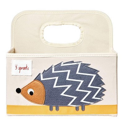 3 Sprouts UDOHDG Stain-Resistant Polyester Divided Portable Nursery Supply Diaper Organizer Caddy with Gray Hedgehog Design and Top Carry Handle