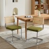CENGHU Mid-Century Modern Dining Chairs Set of 2, Velvet Accent Chairs with Natural Cane Back & Stainless Chrome Base - 2 of 4