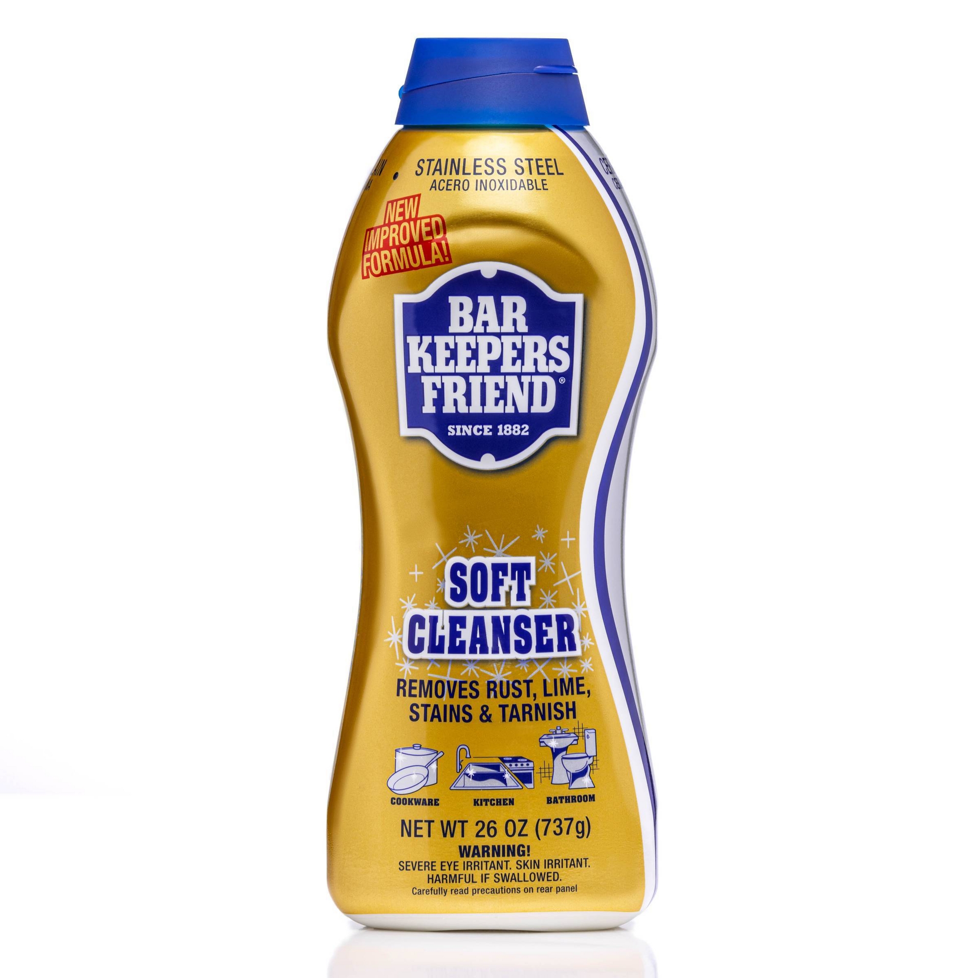 Bar Keepers Friend Non Bleach Soft Cleanser, Multipurpose Household Cleanser & Polish for Kitchen, Bath, Cookware & Outdoors - 26oz