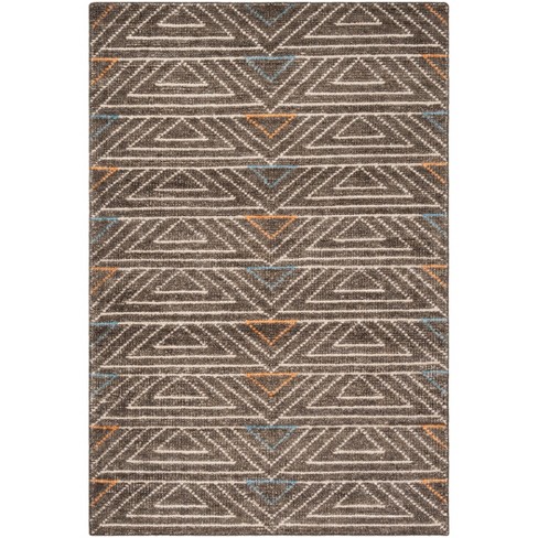 Knotted Geometric Design Area Rug Brown, Area Rugs Brown
