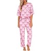 Ekouaer Womens Satin Silky Pajama Set Short Sleeve Shirt with Long Pajama Pant Set Soft PJ Loungewear - 2 of 2