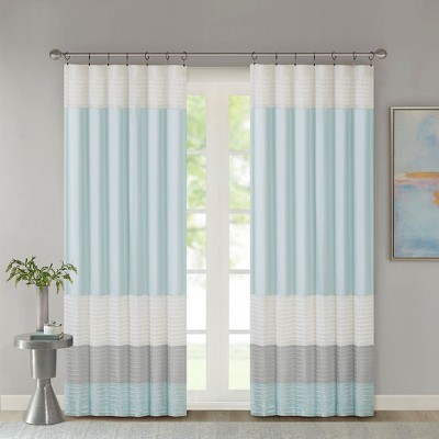 VYNXARIA 50*84"Transitional pintucking window panel,Light Blue Multi(Only 1 Pc Panel)