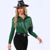 INSPIRE CHIC Women's Fringe Long Sleeve Button Down Disco Party Shirts - 2 of 4