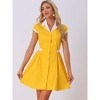 Allegra K Women's Vintage Button Down Flat Collar Belted Office Mini Shirt Dress - 2 of 4