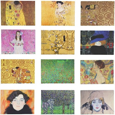 The Gifted Stationary 12-Pack Artistic Klimt Painting Refrigerator Magnets, Fridge Décor (3.5 x 2.5 in)