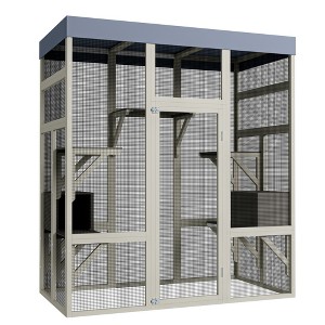 Gulches Gray Wooden Catio Outdoor Pet Enclosure with Waterproof Top Black Rust-Proof Metal Wire 1 Piece 62 Inch - 1 of 4