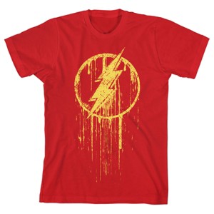The Flash Gold Dripping Logo Youth Boys Red T-Shirt - 1 of 3