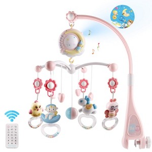 Babyluv"Baby Musical Crib Mobile with Rotating Lights, Star Projection, Rattle, Music Box & Remote"Pink - 1 of 4