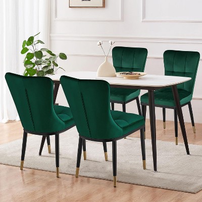 Bekrvio Dining Chairs -Modern Velvet Waffle High Back,Upholstered Armless Accent Side Chairs with Metal Legs for Dining/Living Room