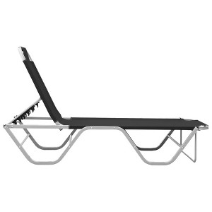 vidaXL Modern Sunshine Lounger - Black and Silver Aluminum Sunbed with Adjustable Positions and Textilene Fabric for Comfortable Resting - 1 of 4