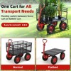 Steel Garden Cart, Heavy Duty Utility Dump Wagon with 10" Wheels, Removable Sides, 180° Handle for Yard Farm - 4 of 4