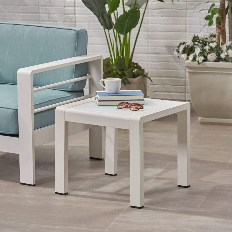Cape Coral Aluminum Side Table White - Christopher Knight Home, 3 of 8