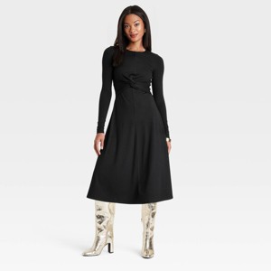 Women's Long Sleeve Twist-Front Midi Dress - A New Day™ - 1 of 3