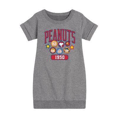 Girls' - Peanuts - Peanuts Crew Athletic Graphic Short Sleeve Fleece Dress