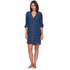 Ashford & Brooks Women's Woven Long Sleep Shirt Nightshirt - 1 of 4