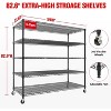 Heavy Duty 5-Tier Industrial Shelving Unit - 3300 LBS Capacity, Adjustable Metal Garage Shelves w/Wheels & Leveling Feet - 2 of 4