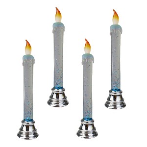 Northlight Glittered LED Flameless Christmas Candle - 9.25" - Set of 4 - 1 of 4