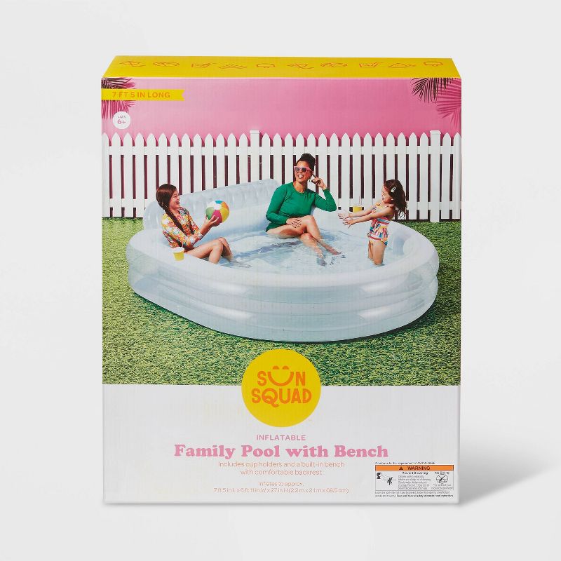 Kids&#39; Family Inflatable Pool with Bench Blue - Sun Squad&#8482;, 4 of 5