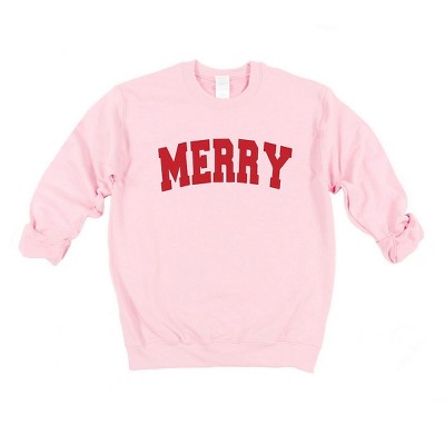 Simply Sage Market Women's Graphic Sweatshirt Merry Varsity White Outline