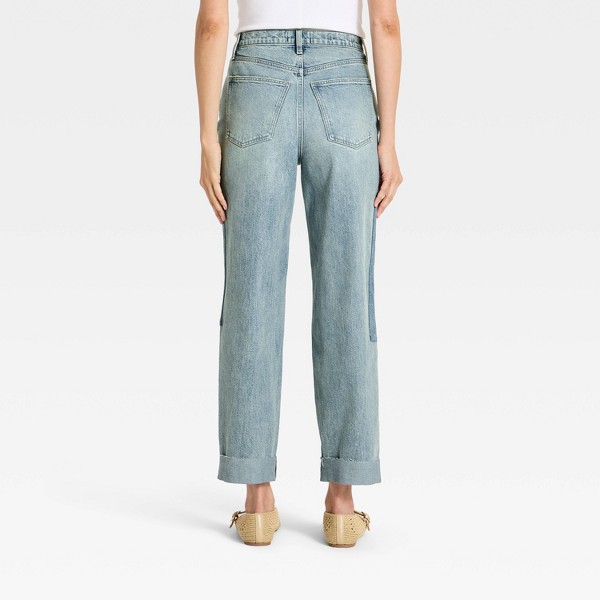 Jeans rectos cropped de tiro alto con parches vintage - Universal Thread™ Lavado medio 2