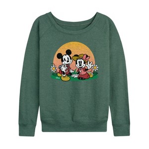 Women's - Disney - Mickey & Friends Lightweight French Terry Wide Neck Long Sleeve Shirt - 1 of 4