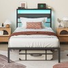 Twin Bed Frames for Kids Metal Platform Bed Frame with Upholstered Headboard Wood Storage Shelf Charging Station and LED Lights No Box Spring Needed - 3 of 4