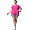 Agnes Orinda Women's Plus Size V Neck Short Flare Sleeve Double Layers Chiffon Casual Summer Blouses - 3 of 4
