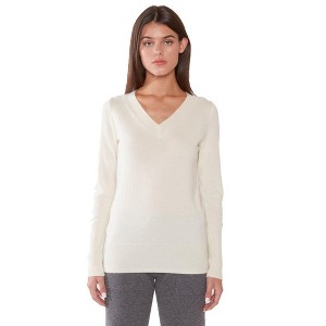 JENNIE LIU Women's 100% Pure Cashmere Long Sleeve Ava V Neck Pullover Sweater - 1 of 3