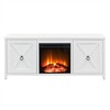 White TV Stand with Log Fireplace Insert - Henn&Hart - 3 of 4