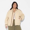 Women's Canvas Faux Leather Trim Bomber Jacket - Wild Fable™ Beige - 2 of 3