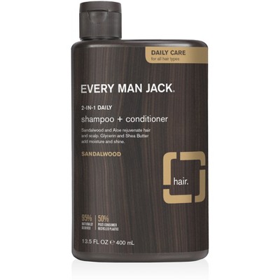 Every Man Jack Men's Nourishing Sandalwood Daily 2-in-1 Shampoo + Conditioner for All Hair Types- 13.5 fl oz