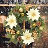 16" Christmas Wreath, Artificial Christmas Pine Needle Wreath with LED Lights, Indoor and Outdoor Holiday Decoration Wreath for Doors, Windows, Walls - 2 of 4